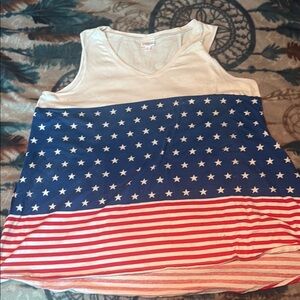 LuLaRoe Red and White Boxy Sleeveless Tank Top